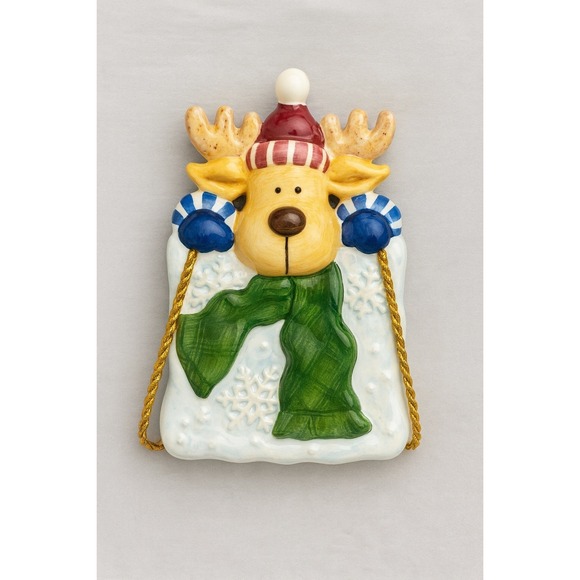 Other - Cute Ceramic Christmas Reindeer Figurine‎ with Snowflakes and Garland